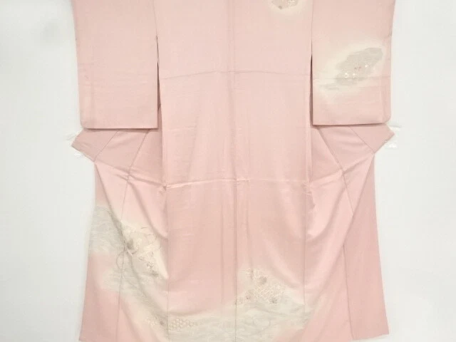 37507# Japanese Kimono / Antique Kimono / Embroidery / Crane & Floral Arabes