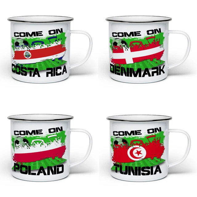 Come On (verschiedene Länder) Emaille Dose Neuheit Geschenkbecher - weiß