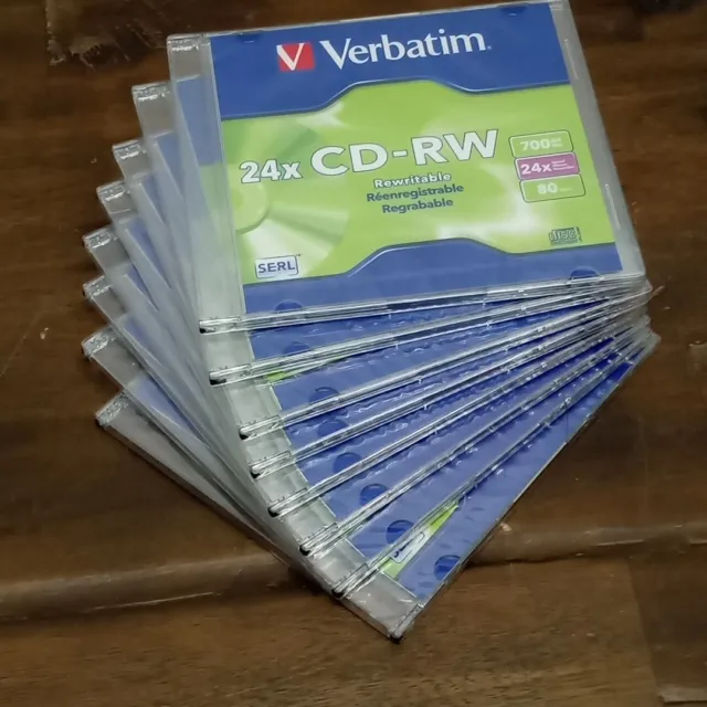 Discos totales Verbatim 8 700 MB 24X CD-RW regrabables 80 minutos de duración nuevos sellados