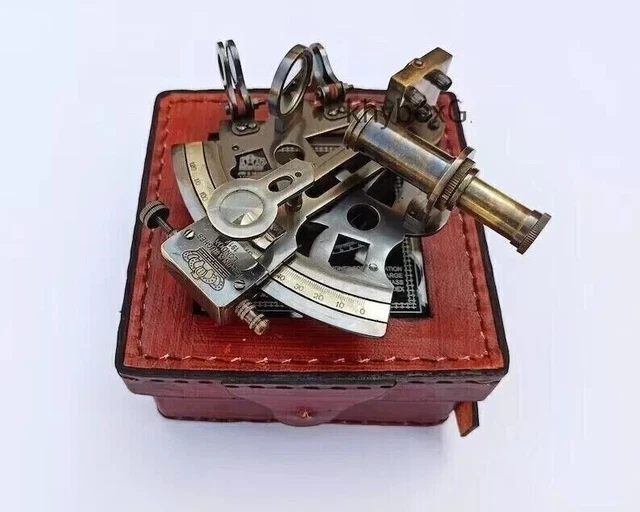 ANCIEN SEXTANT EN laiton massif créateur scouts nautiques 4" avec boite