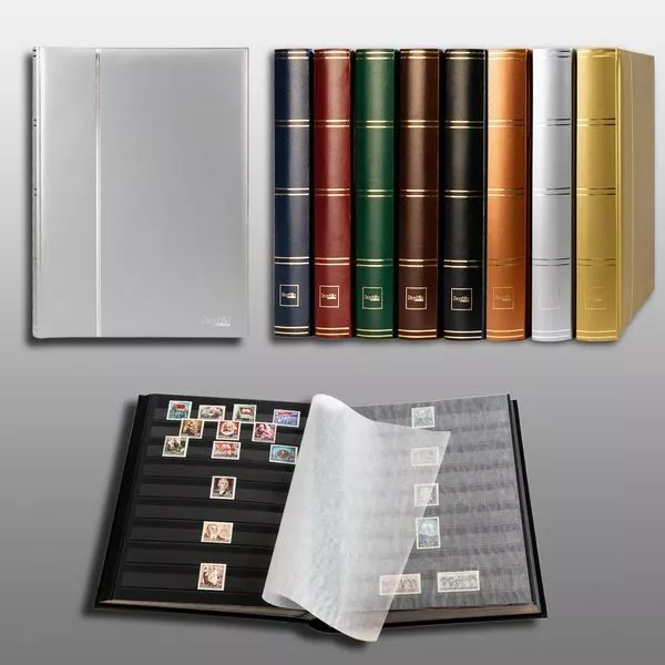 Prophila metallic edition stamp album (new) 60 black sides, padded silver cover