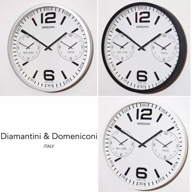 orologio da parete 50 cm grande design bianco nero a muro diamantini domeniconi