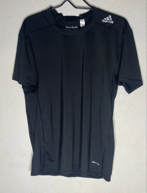 Adidas Techfit compression shirt Black Polyester/ Elastin Mens Medium Pre Owned