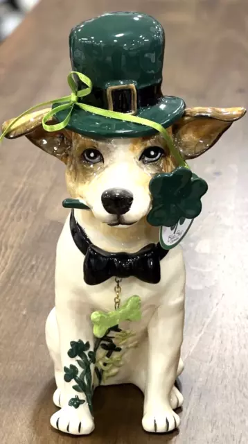 Blue Sky Clayworks Lucky Charm St Patrick's 10" Ceramic Terrier Dog Figure New
