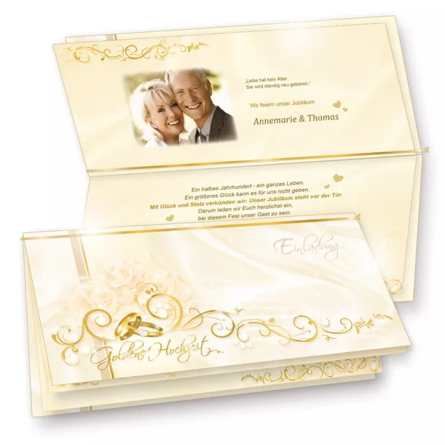 Einladungskarten Goldene Hochzeit PERLMUTT Einladung Goldhochzeit BEDRUCKBAR