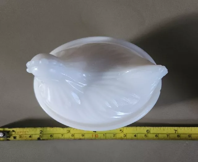 Hazel Atlas White Milk Glass Nesting Hen 4.5 Condiment Dish Vintage