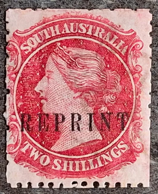 1889- South Australia 2/- Carmine Sideface stamp P12 REPRINT