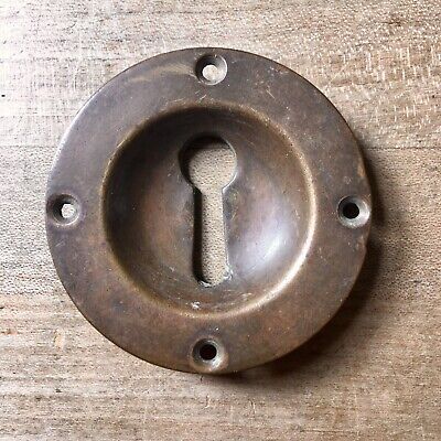 X1 Round Antique Solid Brass Escutcheon Vintage Keyhole Cover Door Recessed