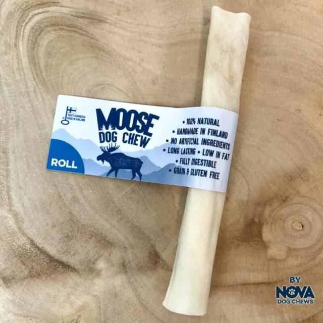 Rauh! Moose Dog Chew Rolls, 2x 100% Genuine Nordic Moose Hide Chew Long Lasting 2