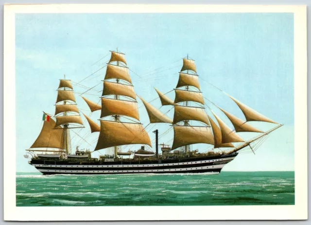 Amerigo Vespucci Tall Ship, Painting by John Batchelor - Postcard