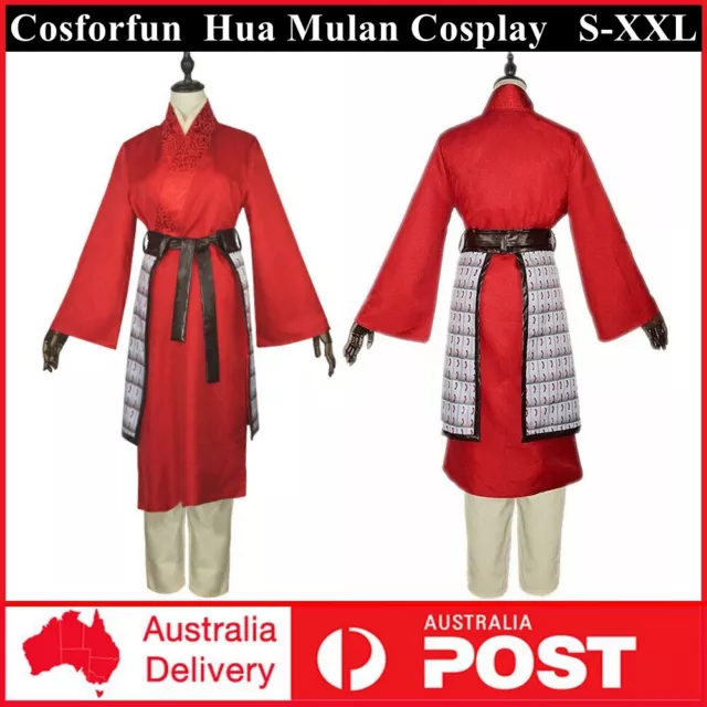 Womens Hua Mulan Cosplay Costume Dress Adults Mulan Party Book Week Dress Outfit