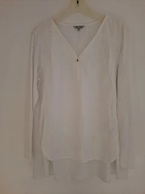 NIC & ZOE Ladies Linen/Cotton High Low Long Sleeve White Blouse NWOT