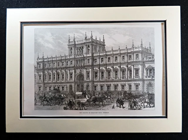 Piccadilly Londres Burlington Casa Arquitectura Victoriano Antiguo Estampa 1873