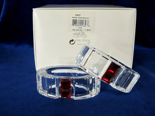 Swarovski #276687 Rainbow Napkin Rings Brand Nib Siam Crystal Red Retired  F/Sh