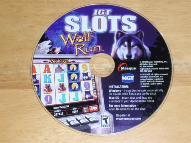 IGT Slots Wolf Run PC/Mac CD-ROM 2010 Masque IGT Windows XP/7/Vista and Apple OS