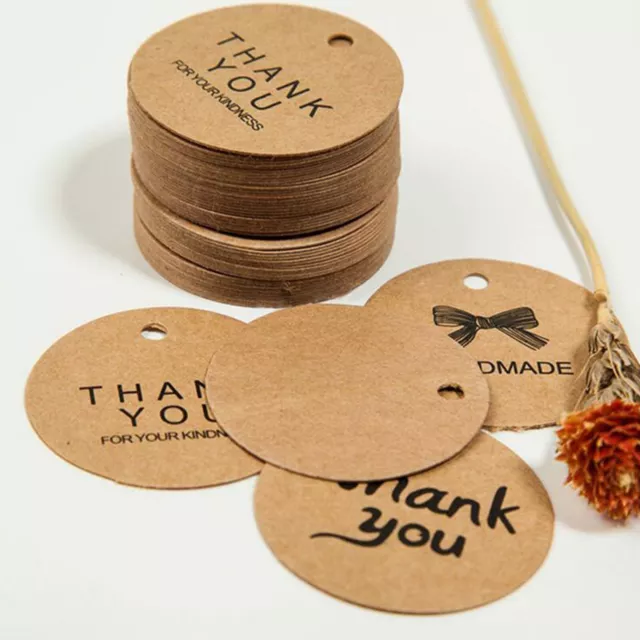 100 Brown Kraft Paper Hang Tags Price Gift Cards Round 42mm Wedding Party Favor