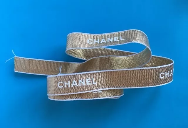 Chanel Band Geschenkband Schleife gold seidig, 109 cm lang, 1,5 cm breit