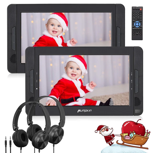 2x 10.1" Tragbarer DVD Player Auto TV Kopfstützen Monitor AKKU USB HDMI+Kopfhöre