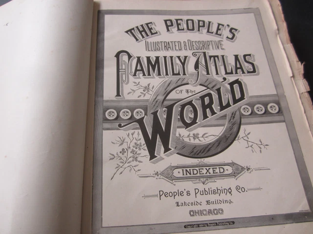 Old 1889 - The PEOPLE'S FAMILY ATLAS of the WORLD - 150+ Pages of MAPS 2