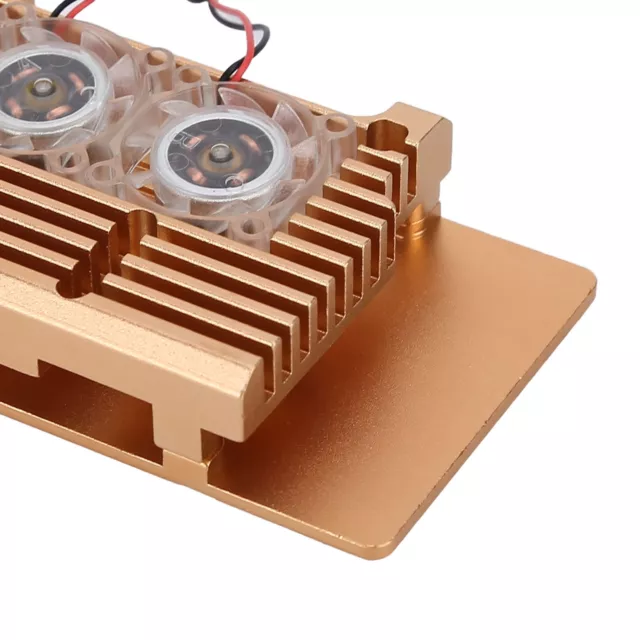 Cooling Case Heat Dissipation Enclosure W/Fan For Raspberry Pi 4 B Model Gold♫