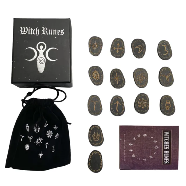 Wooden Runes Stone Set Witches Rune 14 Pieces Engraved Rune Symbol Meditation