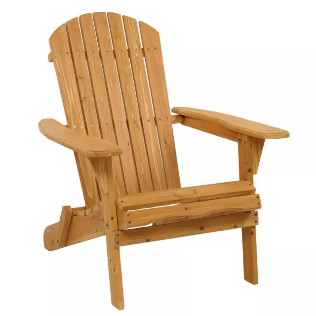 Foldable Wooden Adirondack Chair Outdoor Patio Furniture Lounge Seat Deck Pool