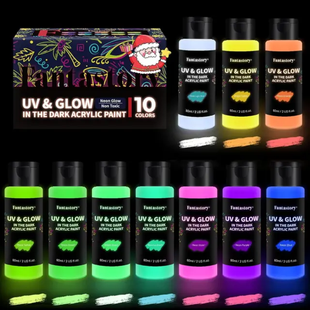 Glow in the Dark Paint, 60Ml/2Oz Neon Glow Acrylic Paints, 2IN1 Waterproof Paint