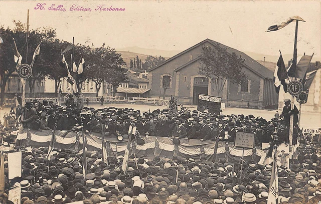 Carte Photo Ancienne Carcassonne 1907 - Manifestation Viticole - CPA 11 Sallis
