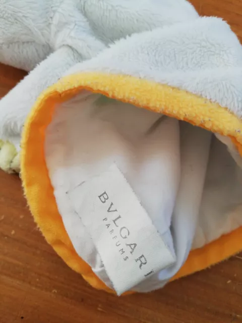 Doudou Bulgari parfums Marionnette Lapin Blanc Orange Vert Violet bleu Grelot 3