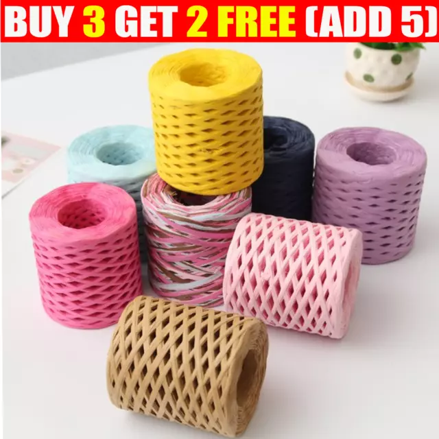200M/Roll Raffia Straw Yarn Hand Knitting Cushion Baskets Rope Crochet Threads