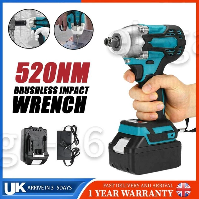 520NM 18V Cordless Electric Impact Wrench Gun 1/2" Driver W/ Battery+Charger Set