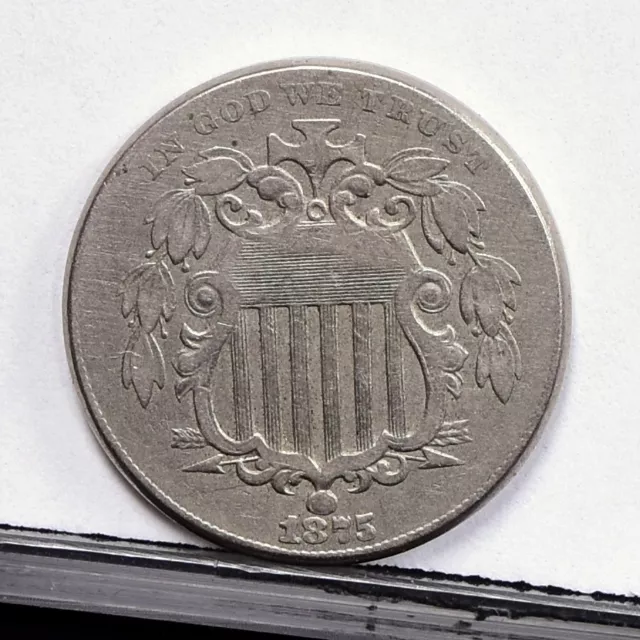 1875 Shield Nickel - XF Details, Corroded (#51240-L)