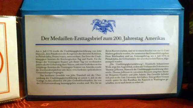 Der Medaillen-Ersttagsbrief zum 200. Jahrestag Amerikas - 925er Silber (1976) 3