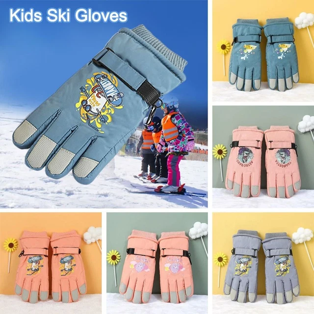 Girls Waterproof Children Ski Gloves Long-sleeved Mittens Thick Warm Windproof