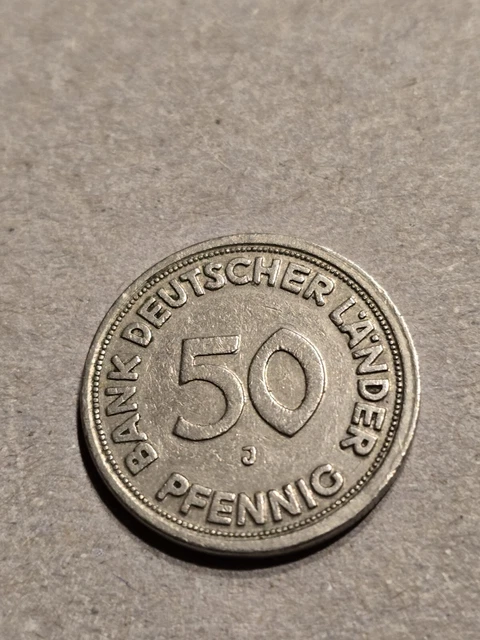 50 Pfennig Bank Deutscher Länder 1949 J Verkaufen SELTENE 50 PFENNIG Münze Bank Deutscher Länder 1949 Prägung J BRD Mark