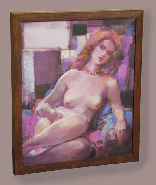 Del Norte Artista Original Bohuslav Barlow Carne Pintura ' Morado Resto '