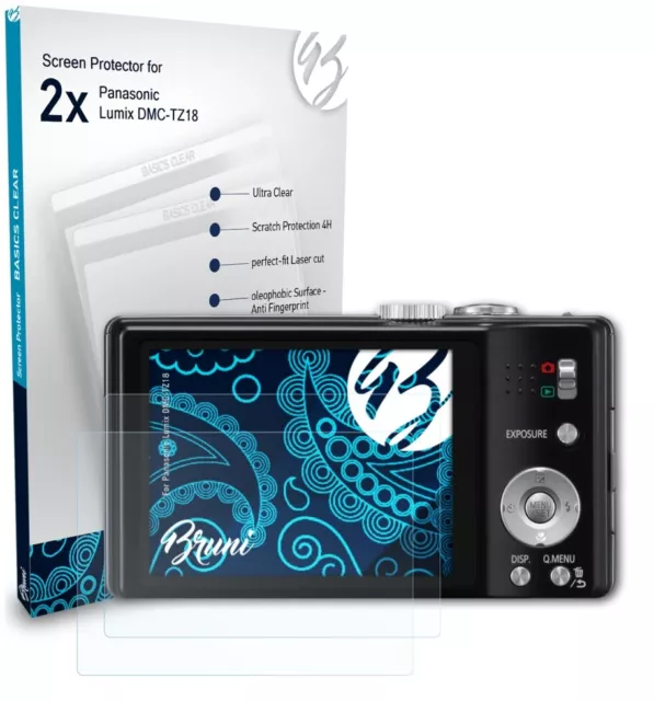 Bruni 2x Protective Film for Panasonic Lumix DMC-TZ18 Screen Protector