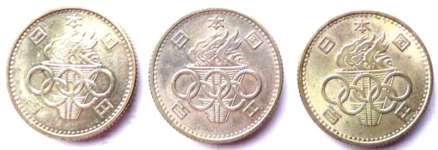 Olympische Spiele 1964 Tokyo 3 x 100 Yen Silber Münzen Japan