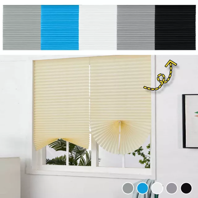 Pleated Blind Office Balcony Door Window Curtain Shades Self Adhesive Blackout