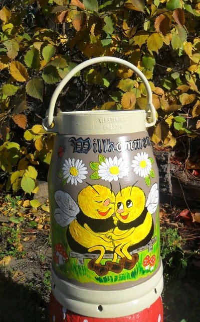 10-L.Milchkanne Bodenvase  Handbemalt  Bienen Honig Imker Schneemann Laterne