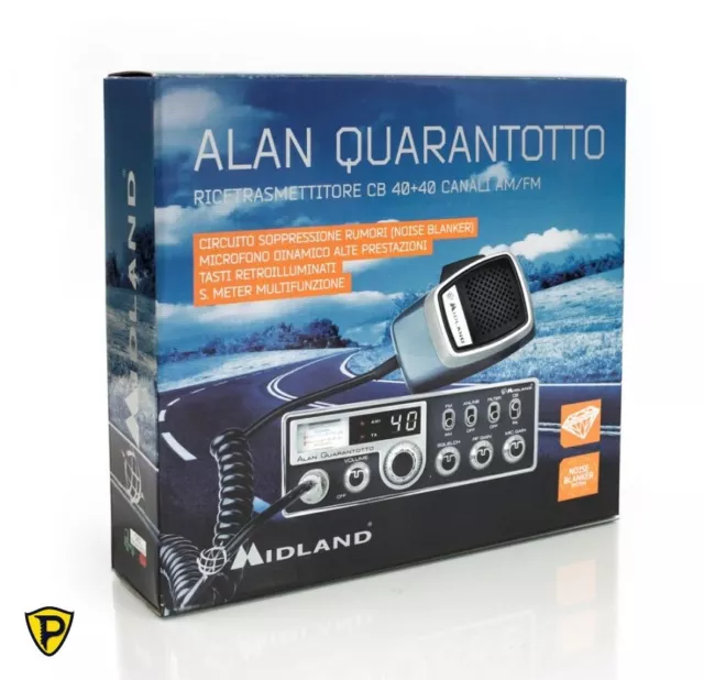 Midland ALAN 48 Quarantotto Nuovo CB Veicolare AM - FM 40 Canali retroilluminato