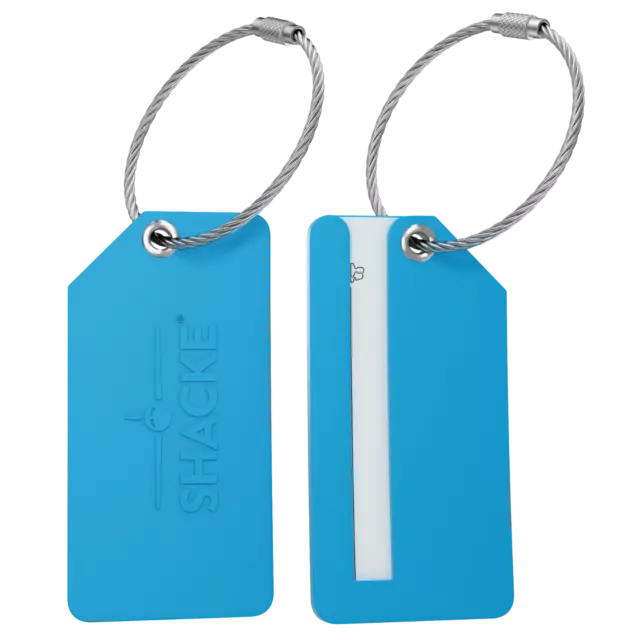 Shacke 4pack Small Luggage Tags - Fully Bendable Rubber Tags - Privacy Cover