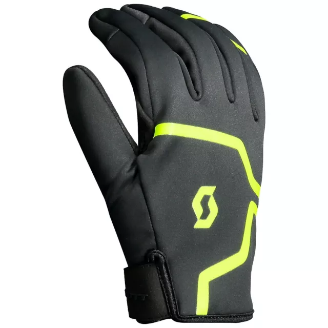 Guanti Enduro Cross Inverno Gloves Moto Scott Mod Antivento Nero Giallo Flu Tg M