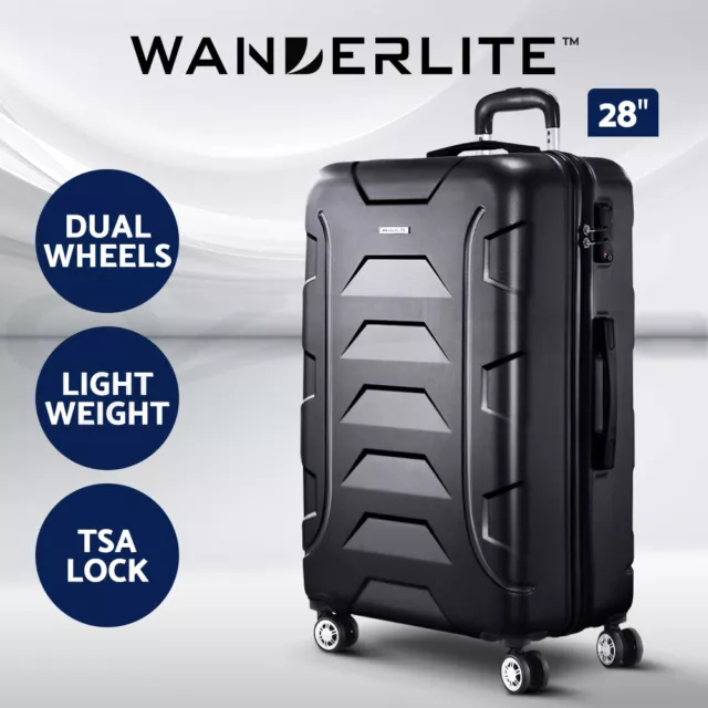 Wanderlite 28" Luggage Trolley Travel Suitcase Set TSA Hard Case Lightweight