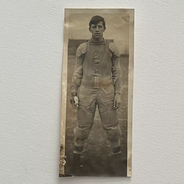 Antique Snapshot Photograph Handsome Young Man In Football Player Gear Pads