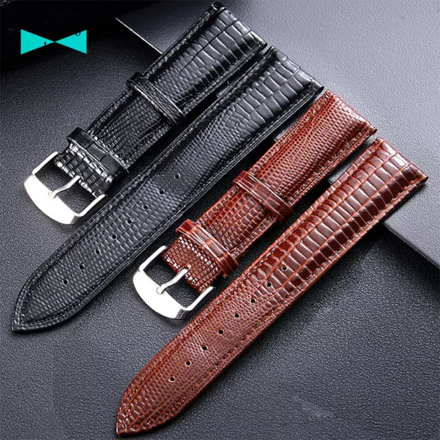 Cinturino orologio in pelle nero marrone lucertola vintage 12 14 16 18 20 22 mm