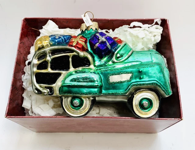 Hallmark 1955 Murray Ranch Wagon Crown Reflections Blown Glass Ornament 1999 Box
