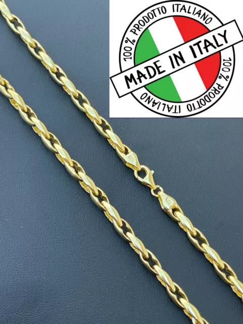 14k Gold Plated 925 Silver 5mm Custom Anchor Rolo Link Chain Necklace Bracelet