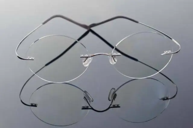 Vintage Rimless Eyeglasses Frames Round Titanium Clear Lens Glasses Rx-able I