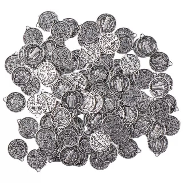 100Pcs Alloy Metal Saint PendantSilver Toned Saint  Necklaces